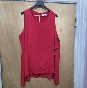 Red Sleeveless Layered Top
